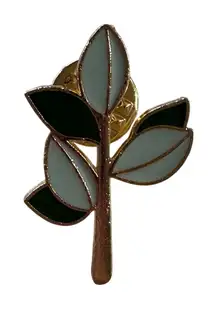 Green‎ & White Leaf Pin Brooch Gold Tone Plant Nature Jewelry Accessory Bamboo