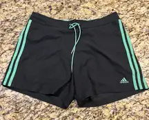 ADIDAS Womens L/XL 14 Athletic Running‎ Shorts Black 3 Stripe Drawstrings