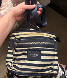 Nautica Blue and Tan Striped Crossbody Bag