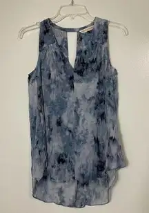 Rebecca Taylor Blue washed silk sleeveless blouse top size 2