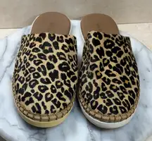 Seavees Lido Slide Leopard Print Cowhide Mule Slip‎ On Comfort Shoes 7.5 Casual