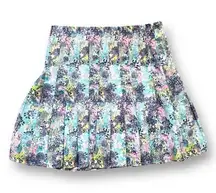 Tee Time Skort Blue Floral Pleated Athletic Printed Golf Tennis Mini Size Small