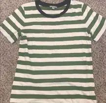 COS Green and White Striped T Shirt small