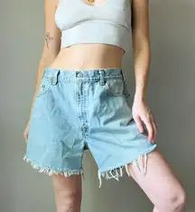 Vintage Levi's 505 Light Wash Raw Hem High Waist Cut Off Shorts