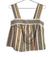 Neu Nomad Olive‎ Stripe Linen La Jolla Sleeveless Top