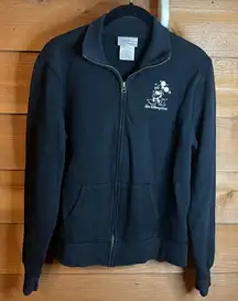 Walt Disney World Mickey Mouse Zip Crew Jacket Black Rhinestone Embroider Resort