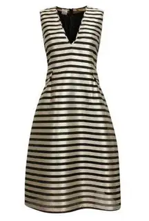 Baum und Pferdgarten Adelis Stripe V neck Dress Black and Gold size 12