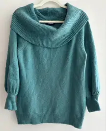 Express Teal Cowlneck Balloon Sleeve Sweater, Size Large