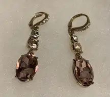 Givenchy Light Pink Pave Double Crystal Drop Earrings