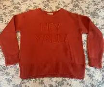 Neiman Marcus Vintage Cotton Acrylic Blend Hey Y’all Orange Sweater Size Large