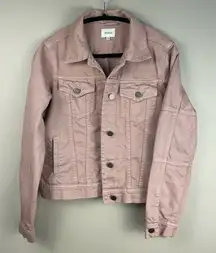Wishlist Denim Button Jean Jacket Cotton Medium Soft Pink Long Sleeve Collar M