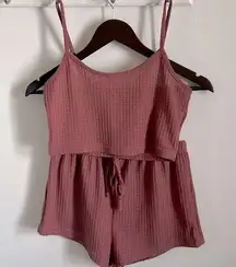 New 2-Piece Crop Tank and Shorts Waffle Knit Summer Loungewear Sleep Set