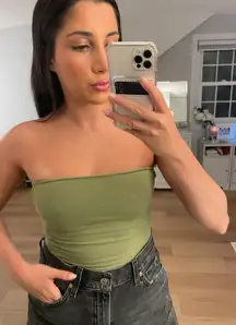 Strapless army green bodysuit