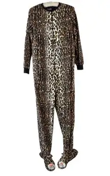 Nick & Nora Woman’s Cat Jaguar Cheetah Onesie Footed One Piece Pajamas Small
