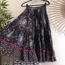 Beautiful tiered vintage Gunne Sax chocolate brown floral ethereal boho.