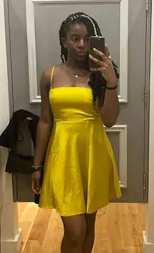 Forever 21 Satin Yellow mini dress