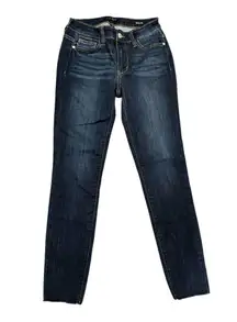 JUDY BLUE SKINNY FIT STRETCH DARK DENIM RAW HEM JEANS PANTS 25