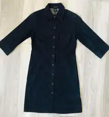 Gap Stretch Dark Blue Denim Collared Shirt Dress