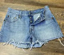 Levi's 501 Denim Cut Off Jean Shorts Women's Size 24 Raw Hem Booty Button Fly