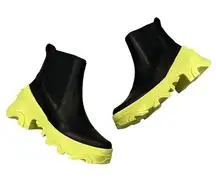 NWOT, Sorel Brex Waterproof Chelsea Boot, Black/Green, Sz 8