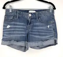 Express Women’s‎ Low Rise Distressed Cuffed Denim Shorts Size 0