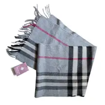 Fair Indigo Peruvian Baby Alpaca Wool Fringe Scarf Cozy Soft Winter Plaid NWT