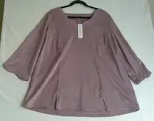 Soft Surroundings Womens 2X‎ Wishing Bell Faux Suede Smokey Violet Top Tunic NEW