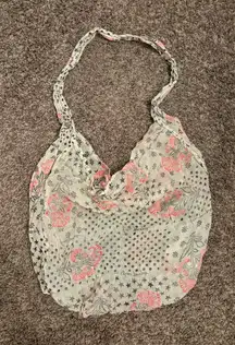 Free People Bag Tote Reusable Floral Lightweight Cream Pink