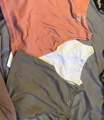 Vici Crop Tops in Rust, White, and Gray