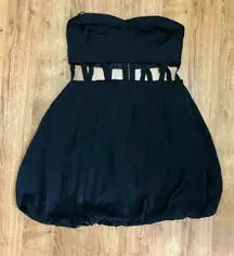 NWT  the Label Here & Now Strapless Bubble Mini Dress Cut Outs Black sz6