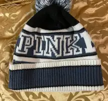 Victoria's Secret Black and White Striped Beanie