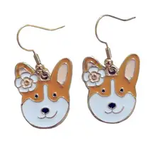 Floral Corgi Drop Earrings