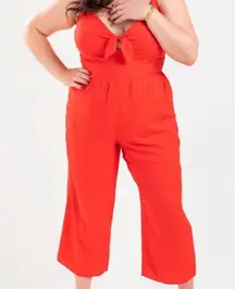 Red Tie Front Jumpsuit