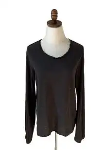 Nation LTD black Pima Cotton Lightweight‎ Long Sleeve Top Sz Large