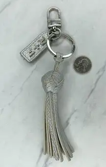 R + F Rhinestone Silver Tassel Chunky Bag Charm Clip Keychain Keyring