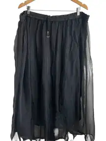 GoldStar Women Maxi‎ Skirt Black Chiffon Overlay Adjustable Whimsigoth Fairy Y2K