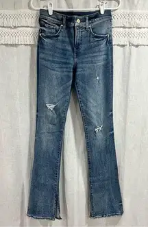 Express Skyscraper Mid Rise Distressed Split Leg Jeans