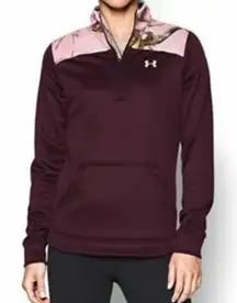 Under Armour Maroon Caliber 1/2 Zip Camo Detail Pullover Shirt Size Medium