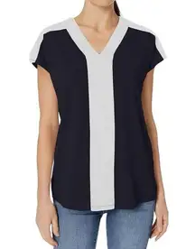 LYSSE' New York Black White Colorblock Top Cap Sleeve Women Size Medium