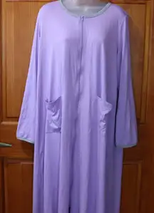 Ekouaer Lavender Full Zip House Dress Lounge Pajamas LG NWT Comfortable Cozy