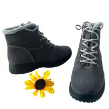 White Mountain Suede Lace Up Womens Boots 10M Faux Fur Lined Ankle Gorp Hiking