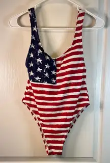 Xhilaration Blue Red White Patriotic High Cut Swimsuit Size Small EUC #2692