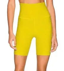 Spacedye Buttery Soft High Waisted Biker Short in Lemon Citron XS