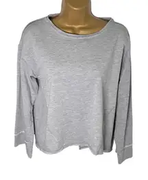 Altar’d State Open Back Long Sleeve Knit Cropped Sweatshirt Heather Gray XS