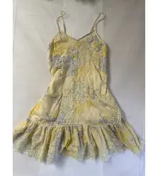 Women’s Rachel Zoe Yellow & Grey Cotton Embroidered Summer Dress Sz S