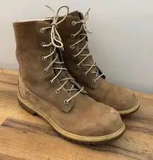 Timberland Teddy Fleece Lined Fold-Down Waterproof Leather Lace Up Boots Women’s