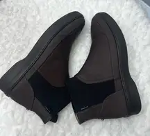 Jack Erwin Brown Rubberized Calf Leather Ankle Chelsea Boots .