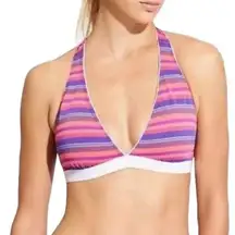 Athleta Pink and Purple Stripe Bikini Top XS