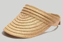 Packable Braided Paper Straw Sun Visor Hat Natural Beige