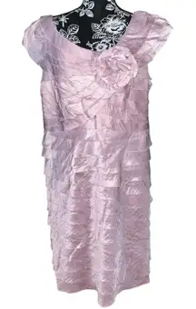 London Times Sleeveless Scoop Neck Ruffle Sheath Dress